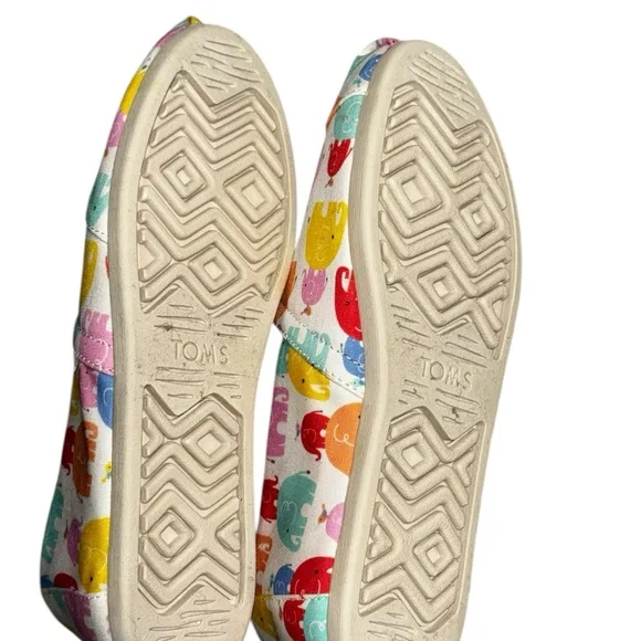 NWT TOMS Alpargata White Colorful Elephant Print Shoes, sz 7.5 - Picture 7 of 8
